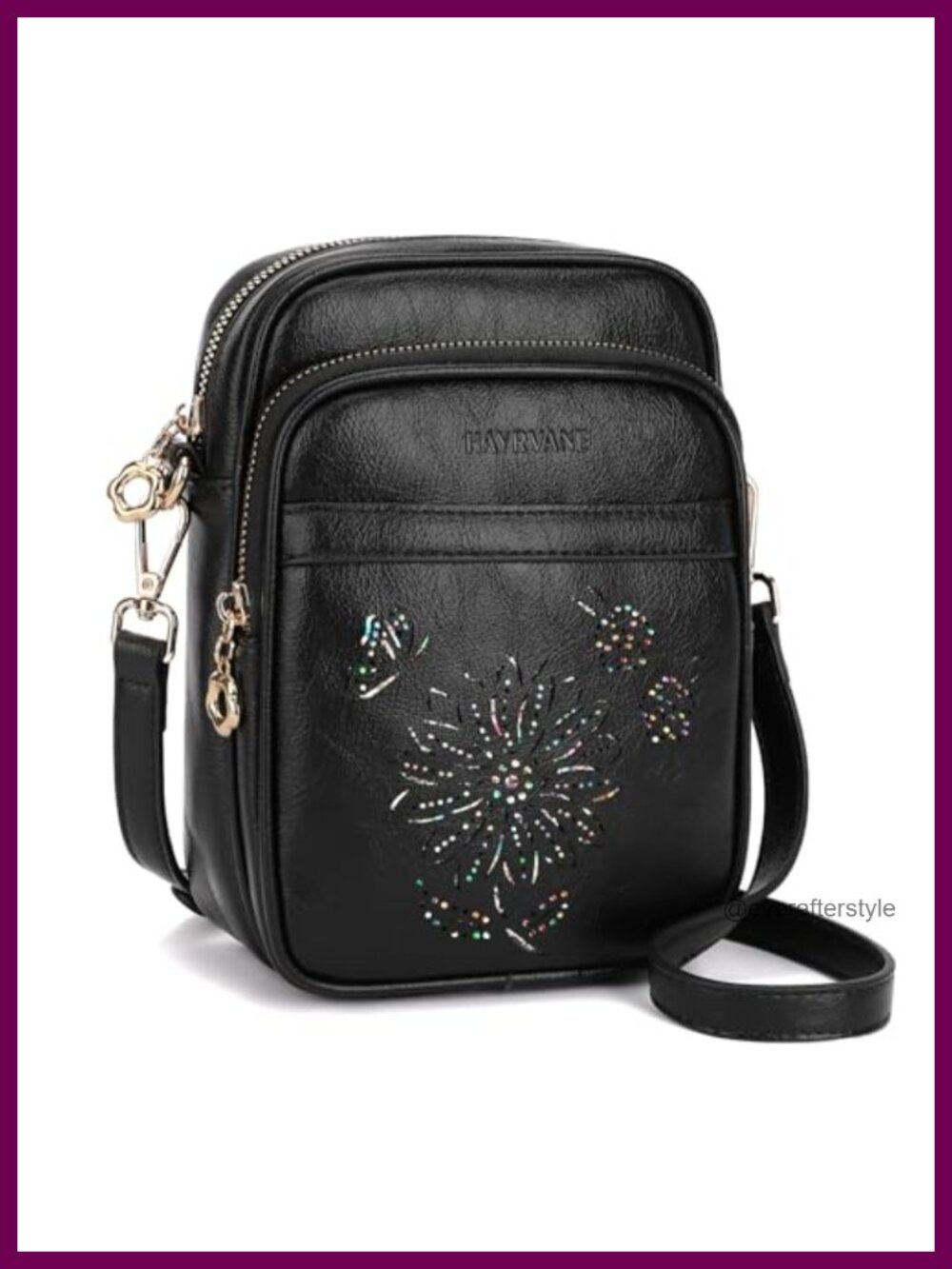Sunflower RFID Crossbody Bag with Card Slots Adjustable Strap